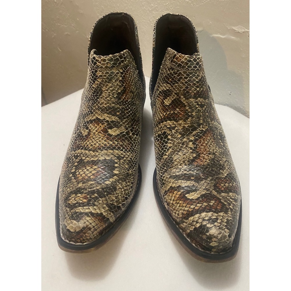 Roper Snakeskin Ankle Booties Women's 9.5 Brown Tan Multi‎  Faux Leather Western